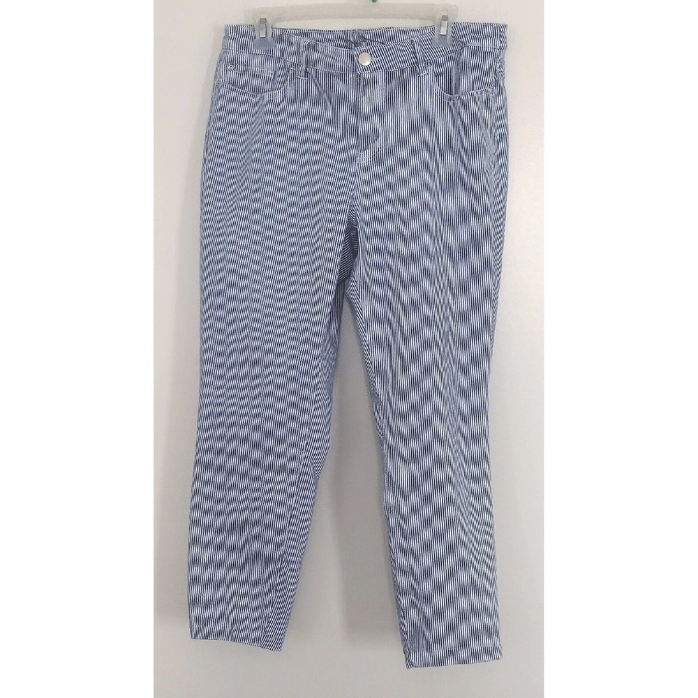 Christopher & Banks Pants Women's Size 12 Blue & White Seersucker Pre-owned